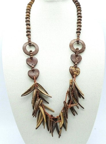 Coconut shell necklace - coconut,